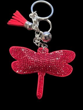 Red Dragonfly Bag Charm Keychain